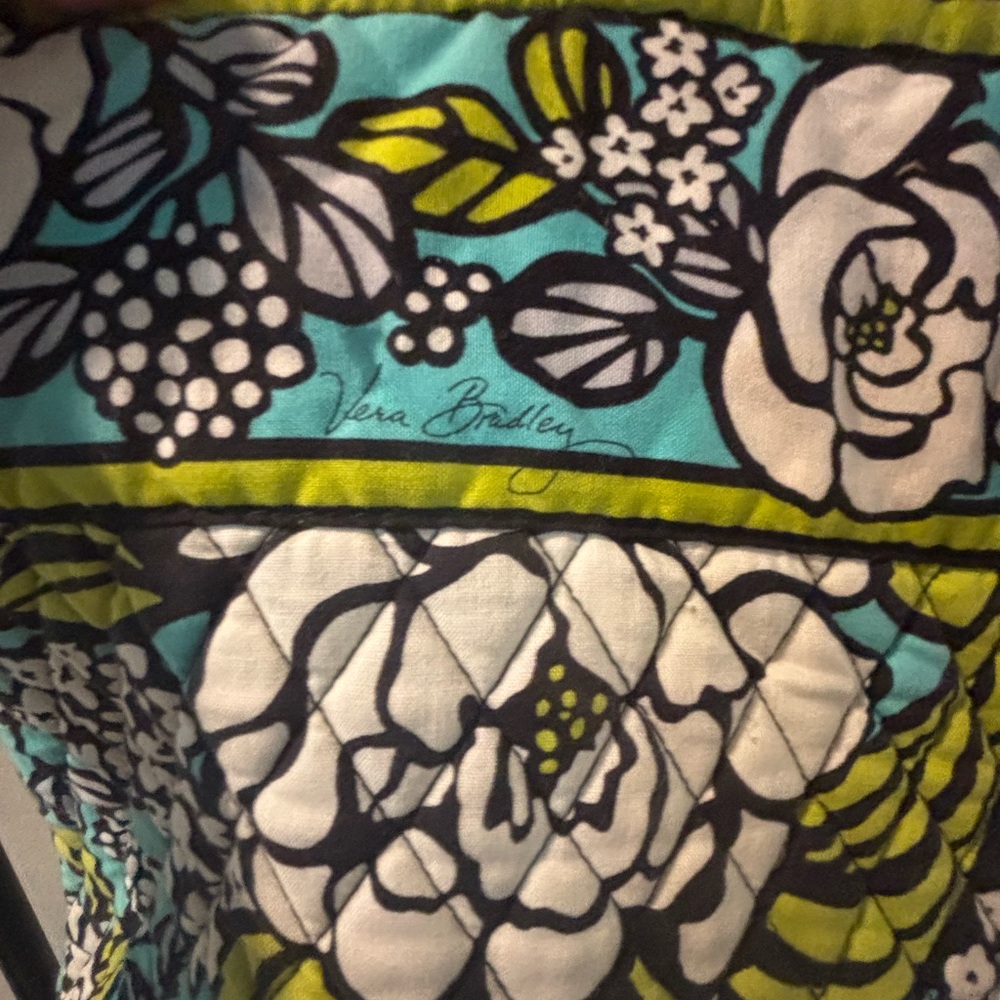 Island Blooms-Large Vera Bradley Floral Tote Bag - Blue and Green - Picture 3 of 5